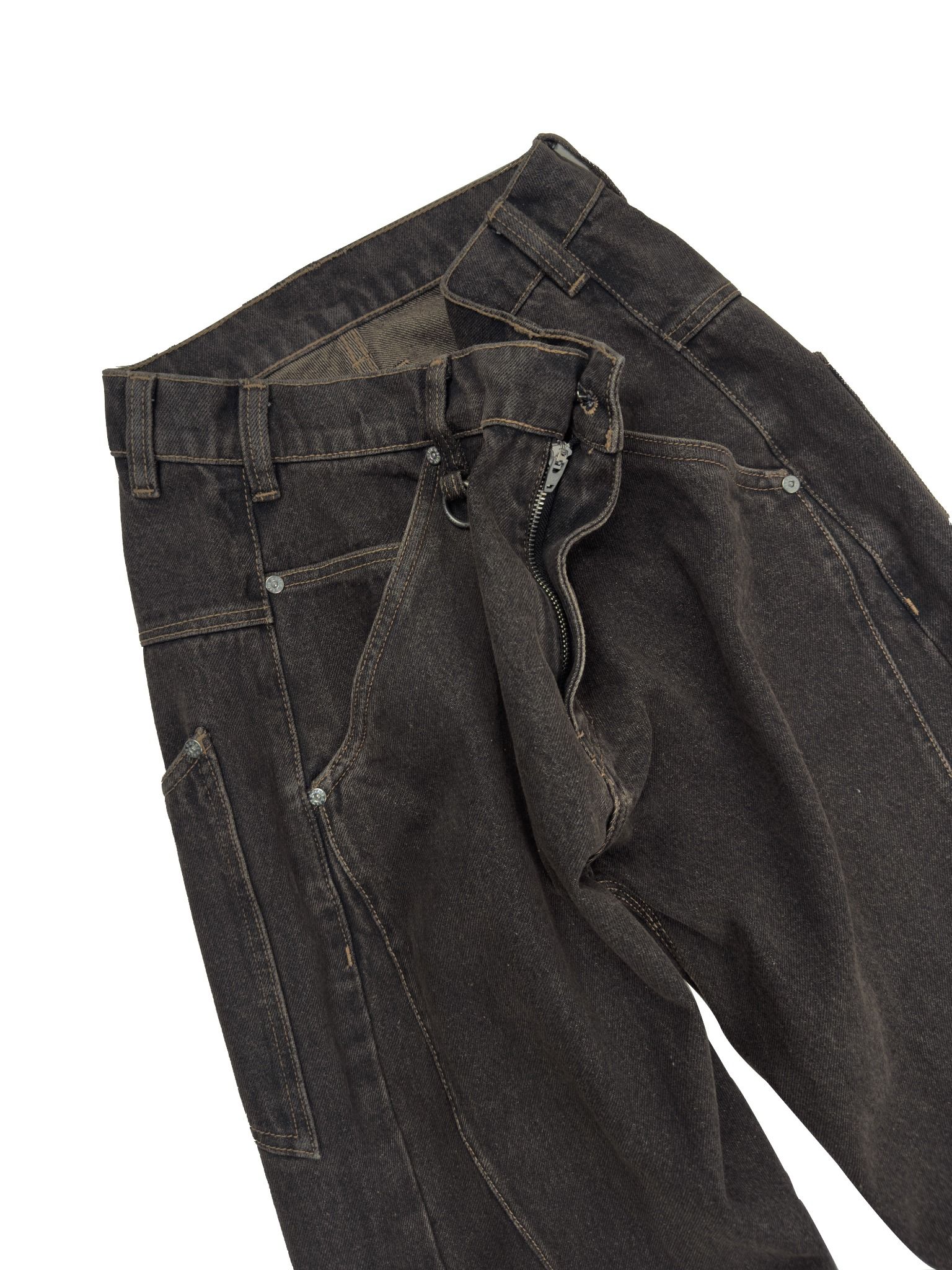 ALMV MID CUT DENIM PANTS ( UMBER / STONE WASHED )