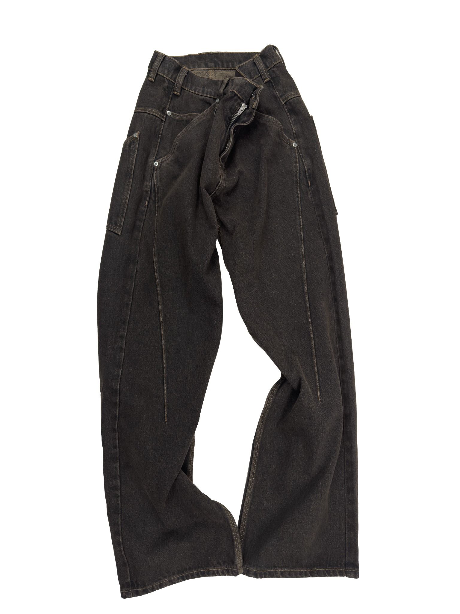 ALMV MID CUT DENIM PANTS ( UMBER / STONE WASHED )