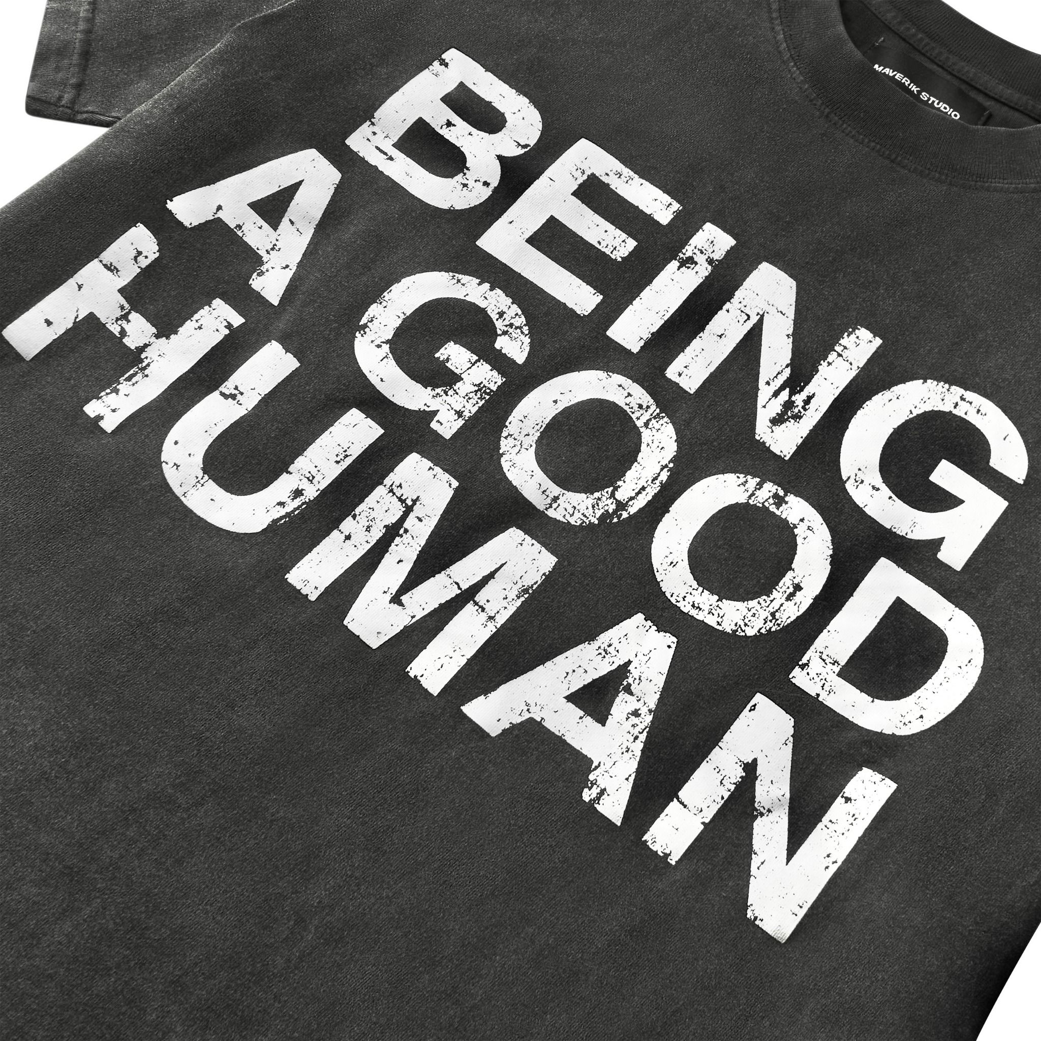  MAVERIK® - BEING A GOOD HUMAN T-SHIRT ( GREY WASHED ) 