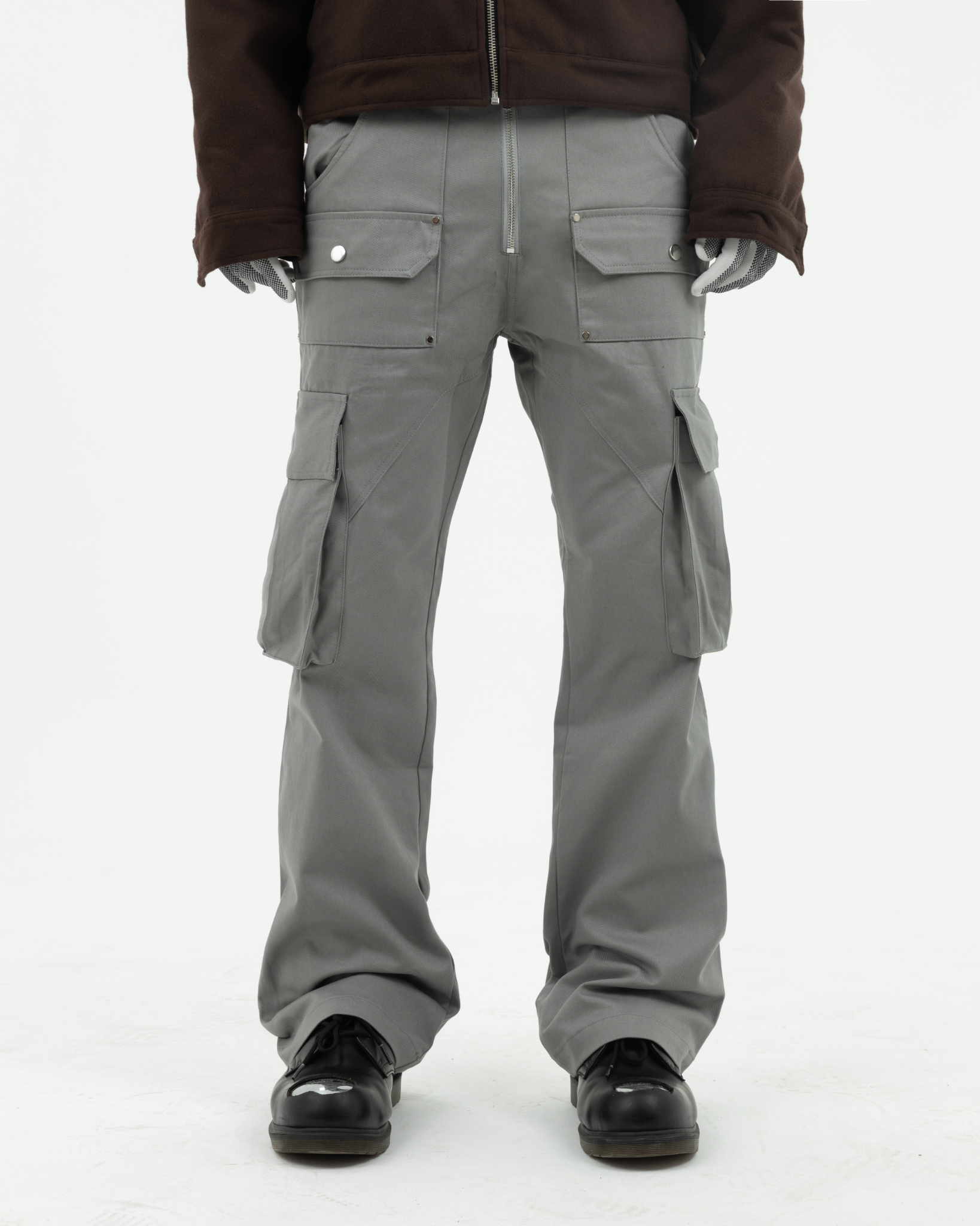  Flare Kaki Cargo Pants ( Grey ) 