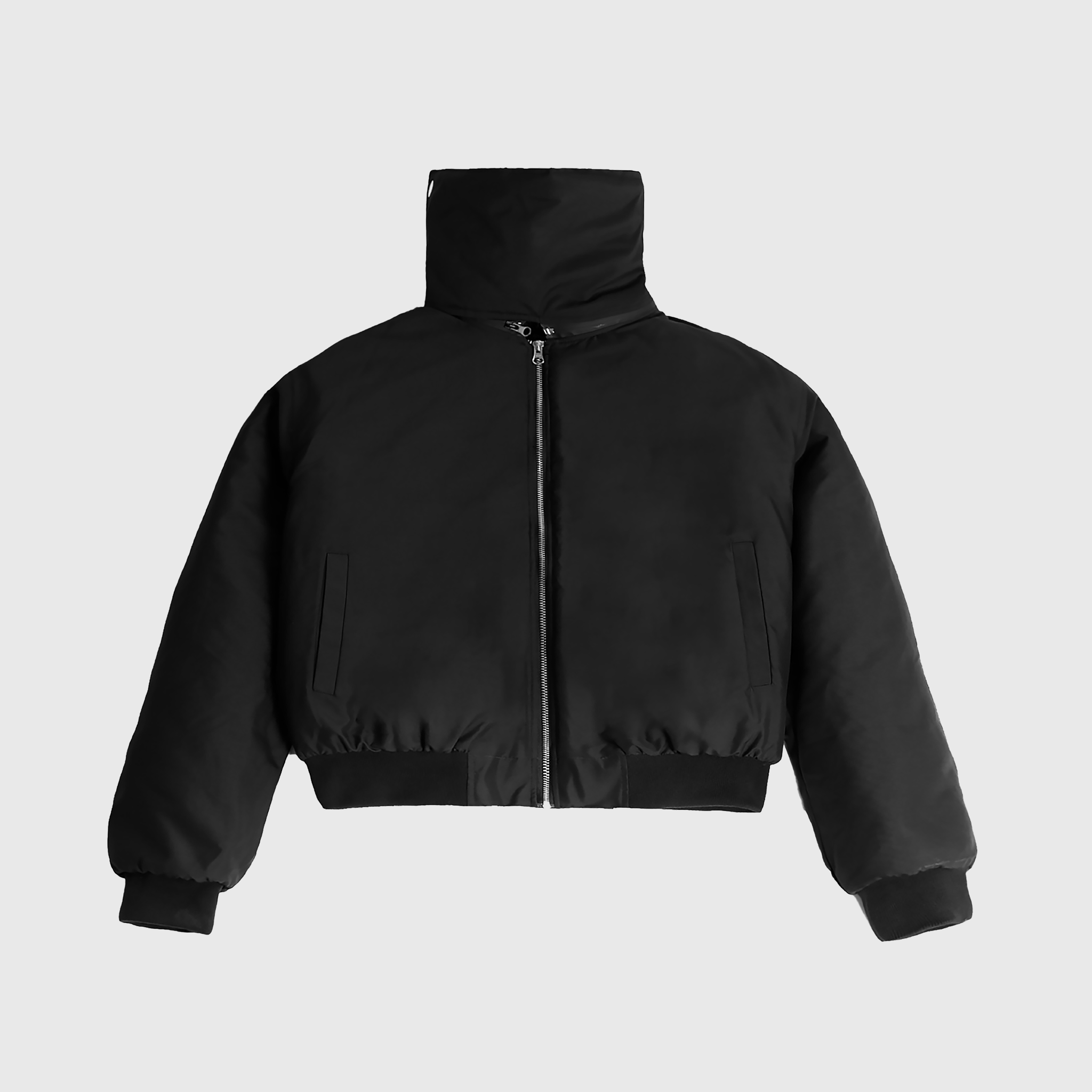 Puffer Bomber Jacket ( Black )