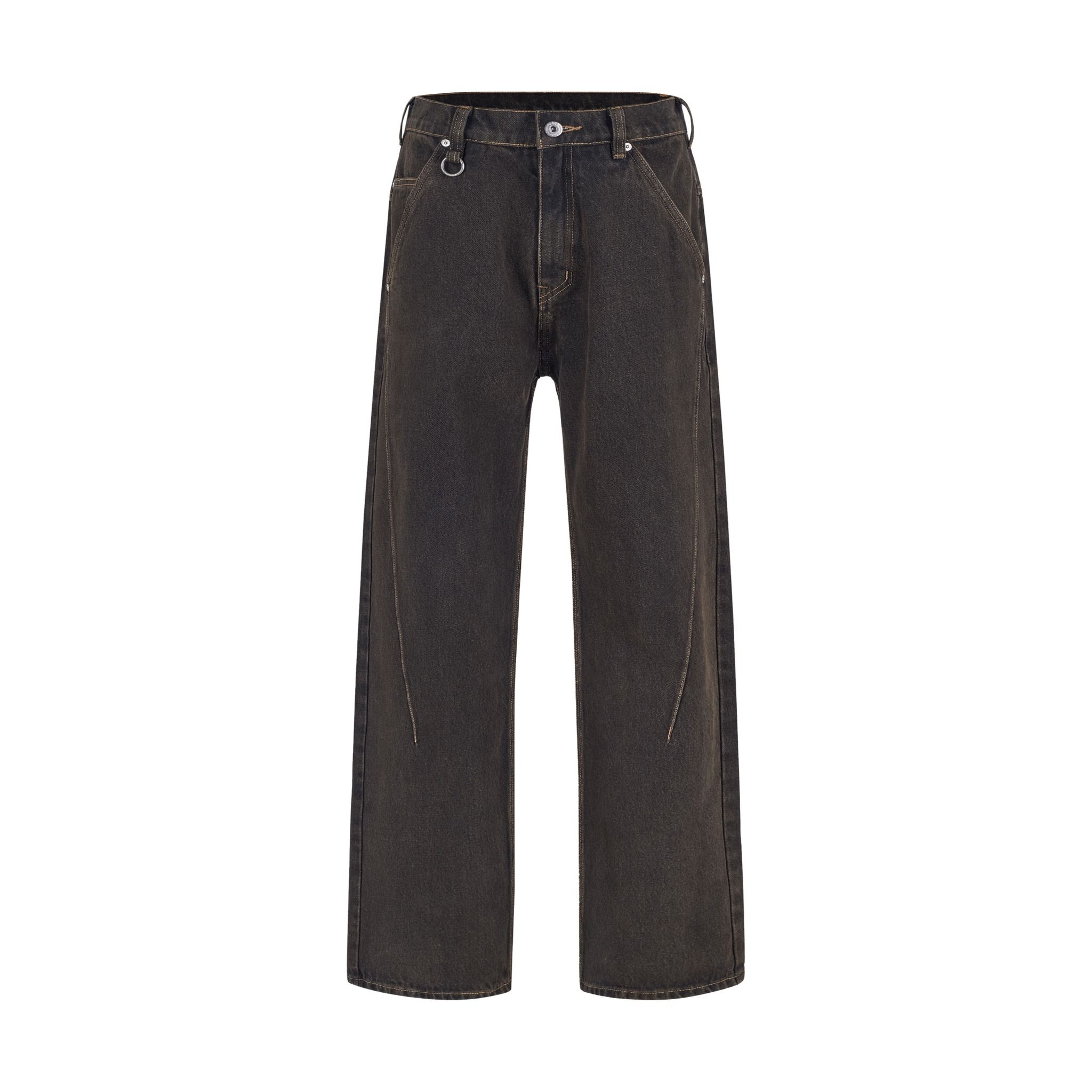 ALMV MID CUT DENIM PANTS ( UMBER / STONE WASHED )