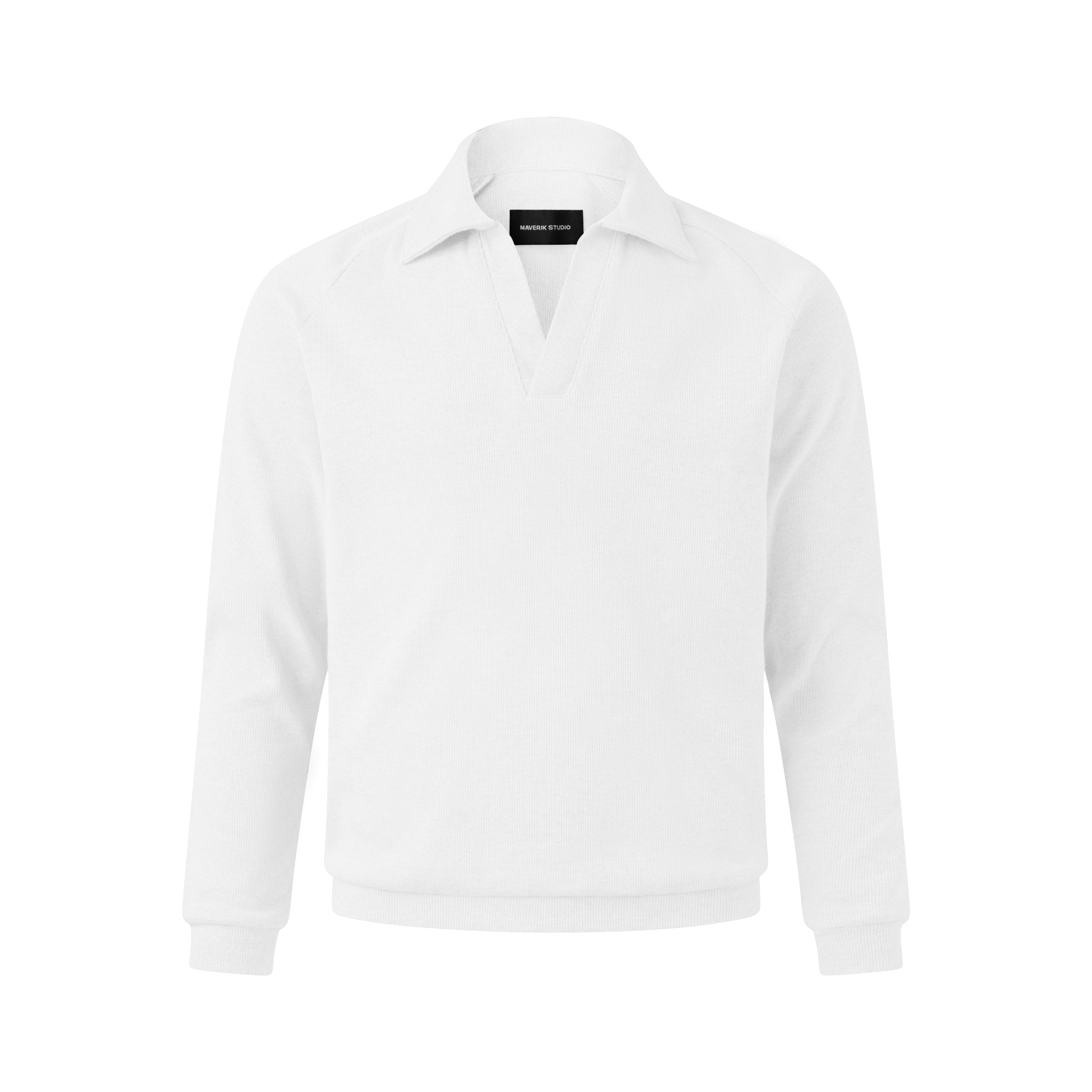 MAVERIK® RIB LONG SLEEVE POLO SHIRT ( WHITE )