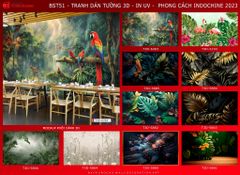 BST18 - TRANH DÁN TƯỜNG 3D - TRANG TRÍ NHÀ HÀNG, CAFE - PHONG CÁCH TROPICAL NHIỆT ĐỚI - KHỔ LỚN