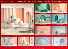 BST11 - TRANH DÁN TƯỜNG 3D - TRANG TRÍ SHOP THỜI TRANG, PHÒNG LIVE - PHONG CÁCH MORANDI - KHỔ LỚN