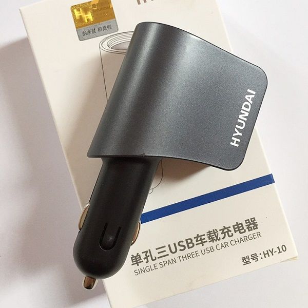 Tẩu Sạc Ô Tô, Xe Hơi HYUNDAI HY10, Tẩu Sạc Nhanh Ô Tô Có 3 Cổng USB, 1 Tẩu Sạc, Điện Áp 4.8A
