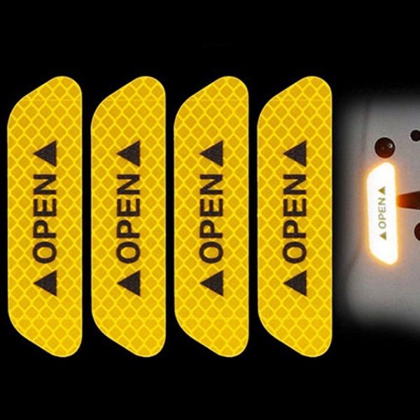 Bộ 4 Miếng Dán Phản Quang OPEN Cảnh Báo An Toàn Xe Ô Tô