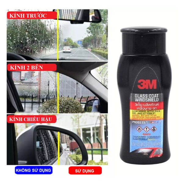 Chống Bám Nước Kính Ô Tô 3M Glass Coat Windshield, Hạn Chế Vết Ố Nước, PN08889LT 200ml