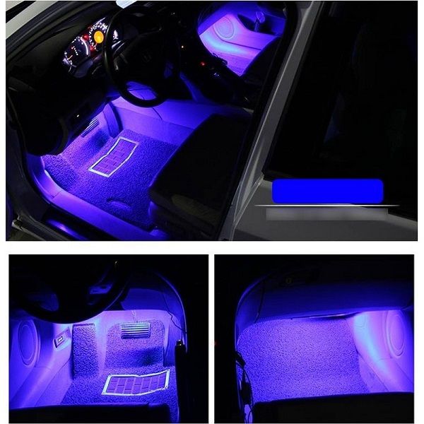 Đèn Led Gầm Ghế Ô Tô 4 Dải Đèn, Mỗi Dải 12 LED, Có Điều Khiển Cao Cấp