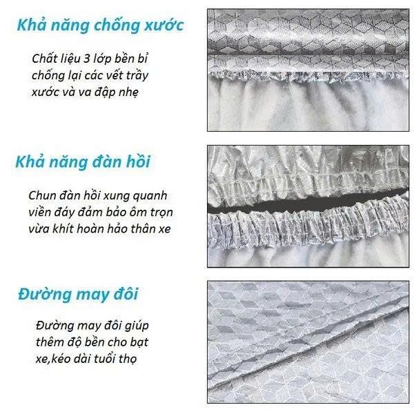 BẠT PHỦ 3 LỚP CHỐNG XƯỚC, CHỐNG NẮNG, CHỐNG CHÁY CHO XE MÁY