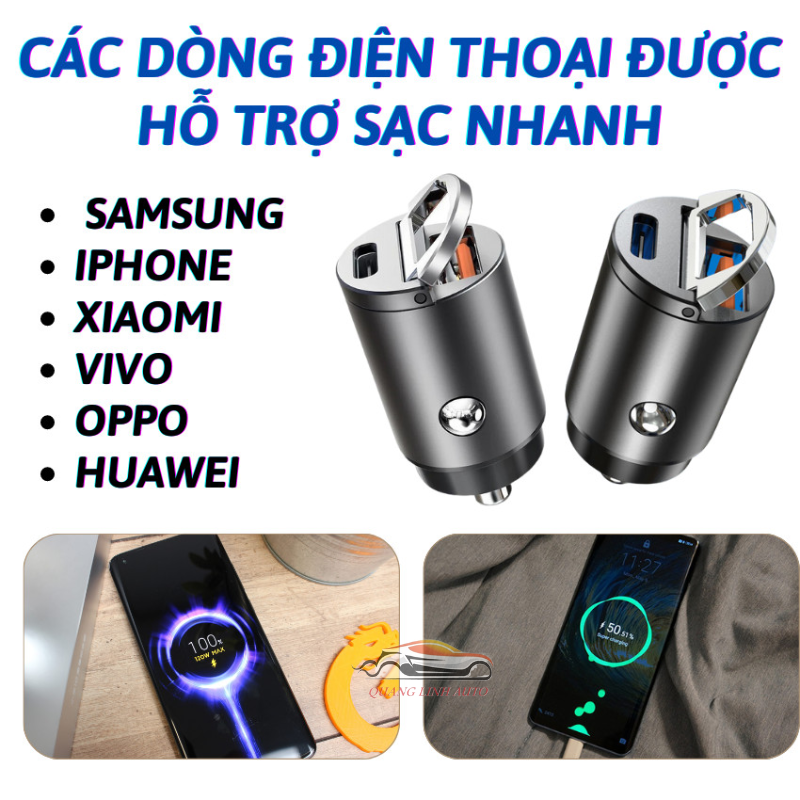 Tẩu Sạc Ô tô, Bộ Tẩu Sạc Xe Hơi PUGAN + Dây Sạc, Dùng Nguồn 12V-24V, Sạc Điện Thoại, Camera Hình Trình, Máy Hút Bụi,...