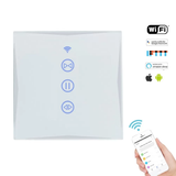 Curtain Switch Smart Home Wireless Wifi Module,EU/UK Style White Glass Touch Screen,Amazon Echo Alexa Voice Control