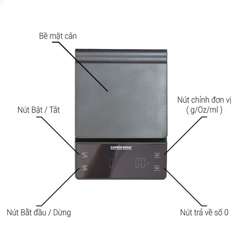 Cân đo điện tử Cafede Kona Scale Digital Drip V60 - ĐEN