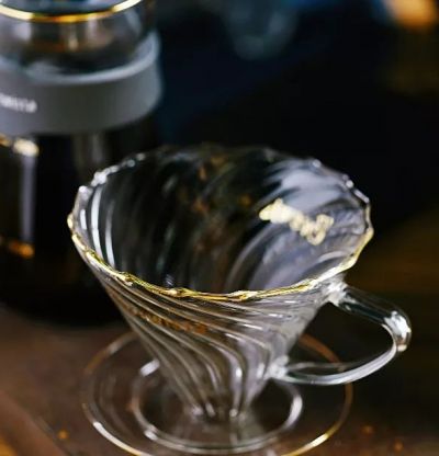 Phễu lọc cà phê V60 sứ cao cấp Brewista Dripper - thủy tinh viền ánh vàng