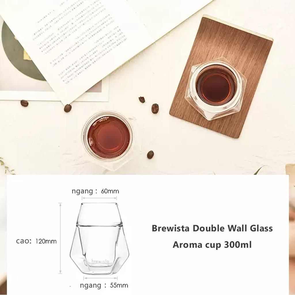 Ly thủy tinh 2 lớp Brewista Double Wall Glass Aroma cup 300ml - 1 chiếc - Mountain Pearl Roastery