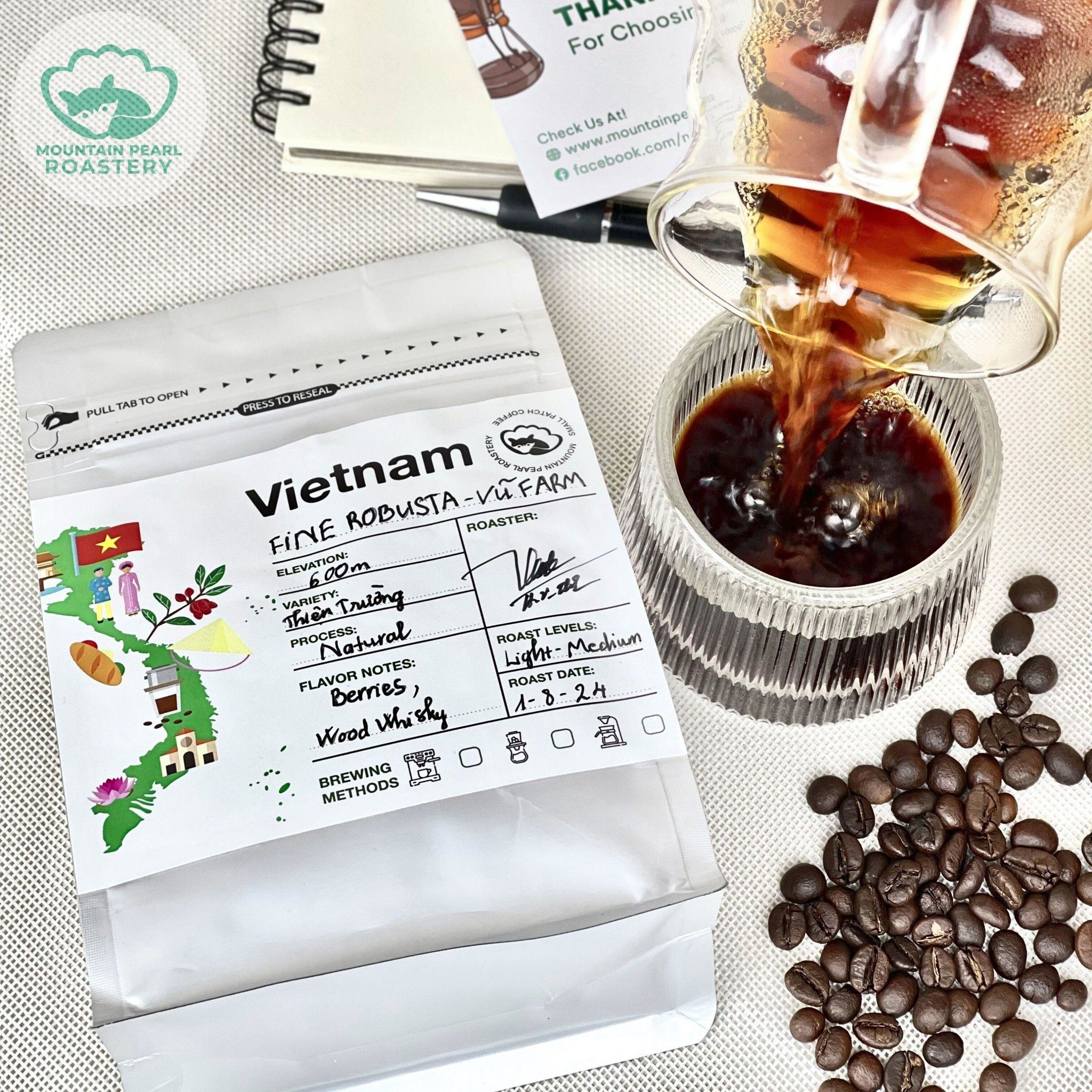 Cà Phê Đặc Sản Đắk Nông FINE ROBUSTA vị Berries, Whisky - Specialty Coffee Mountain Pearl Roastery Coffee