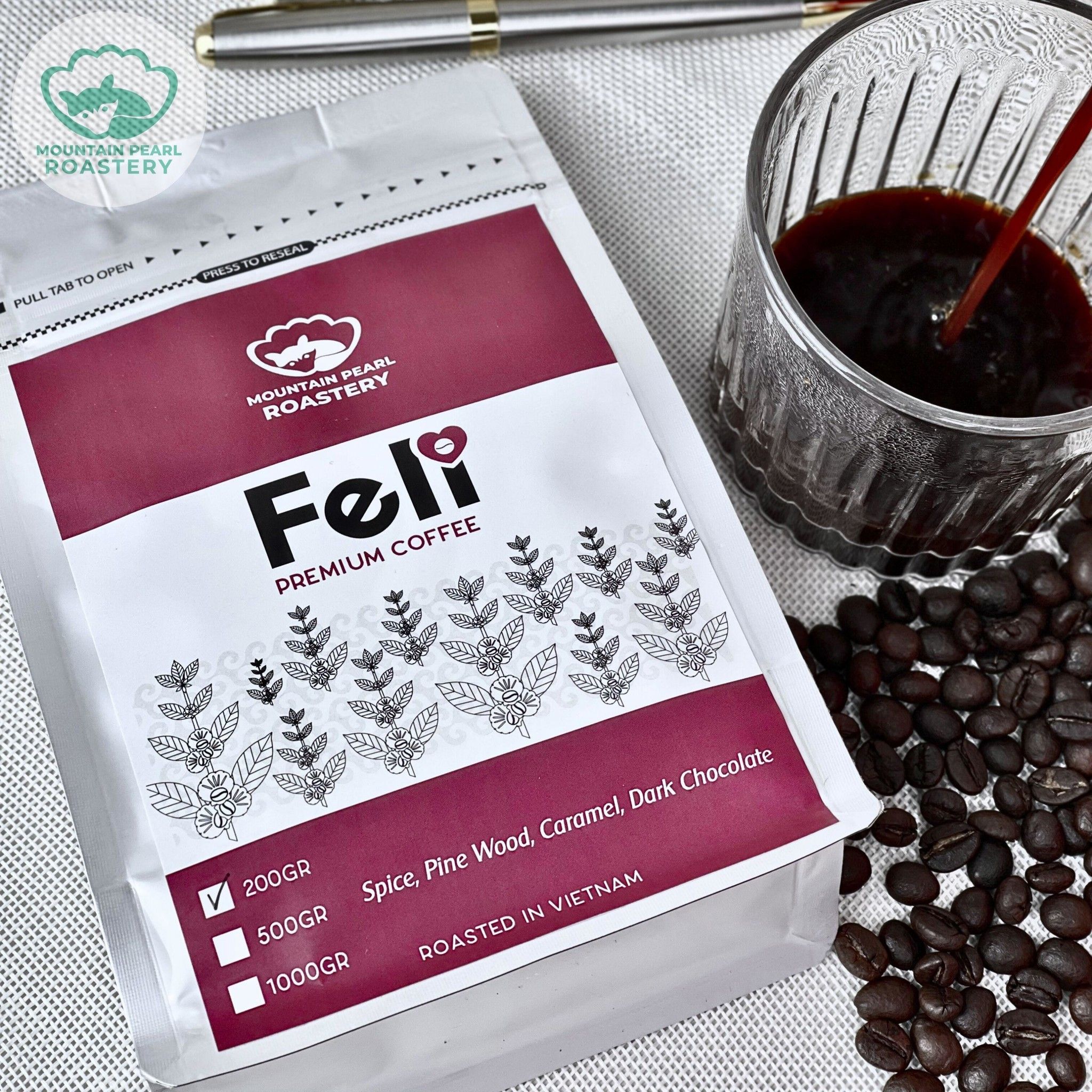 Cà phê FELI (vị Cafe cân bằng) kết hợp 20% Arabica và 80% Robusta Honey - Mountain Pearl Roastery Coffee