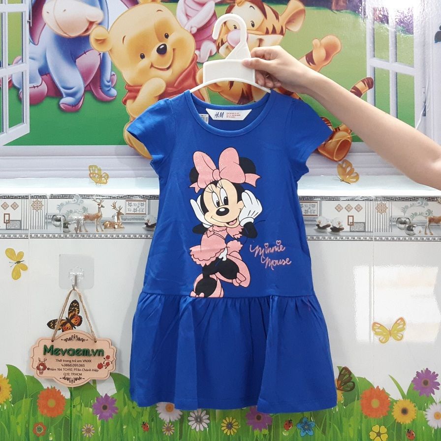 Đầm Cộc Tay BG H&M Xanh Chuột Micky