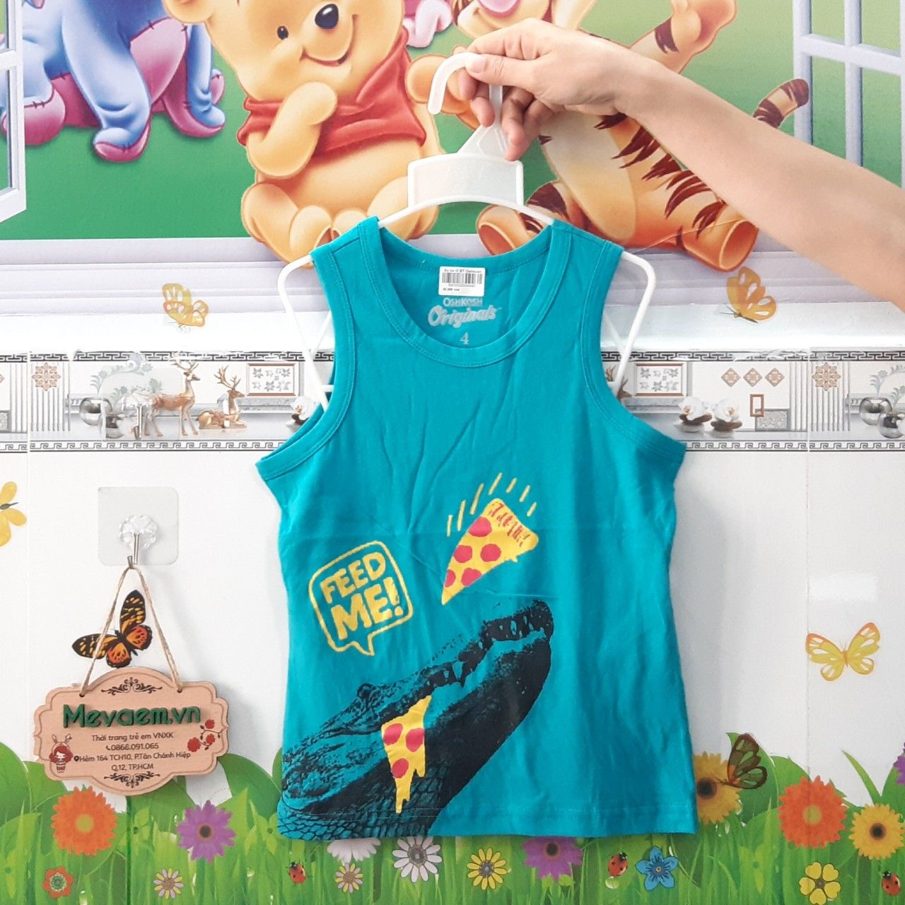 Áo Ba Lỗ Bé Trai OshKosh Xanh Cá Sấu Feed Me 14T