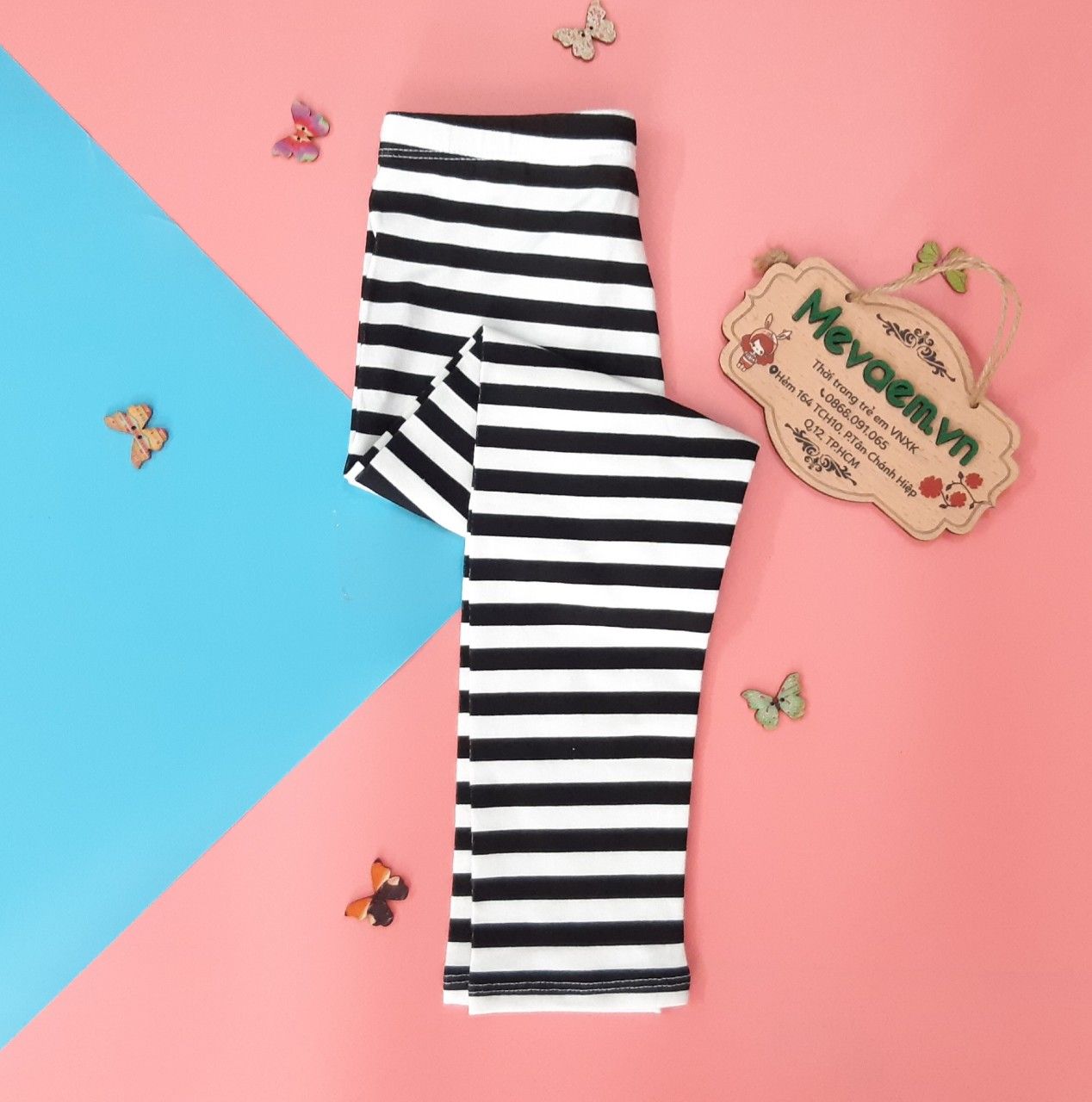 Quần Legging BG Okie Dokie Kẻ Trắng Đen