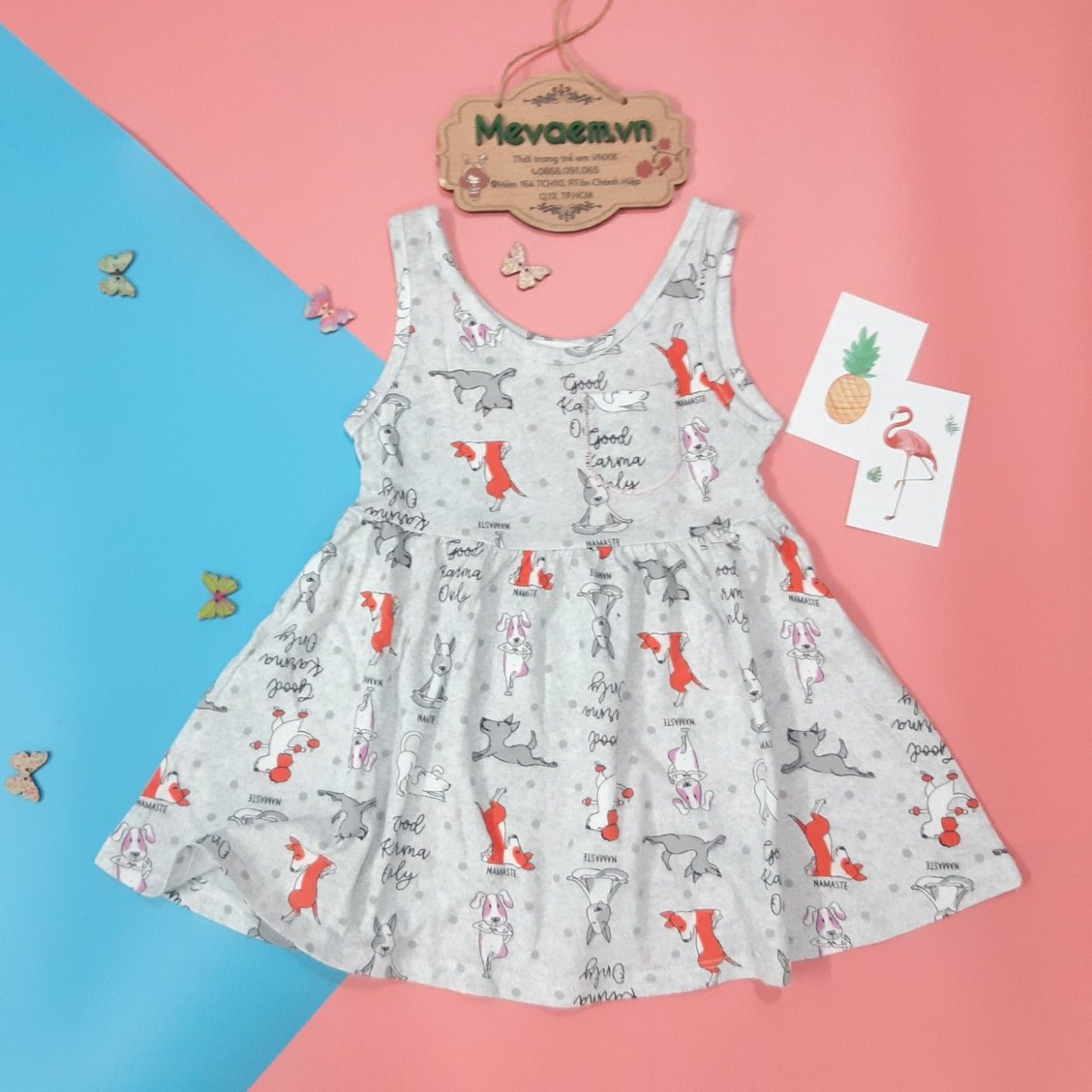 Đầm Ba Lỗ BG Old Navy Xám Cún