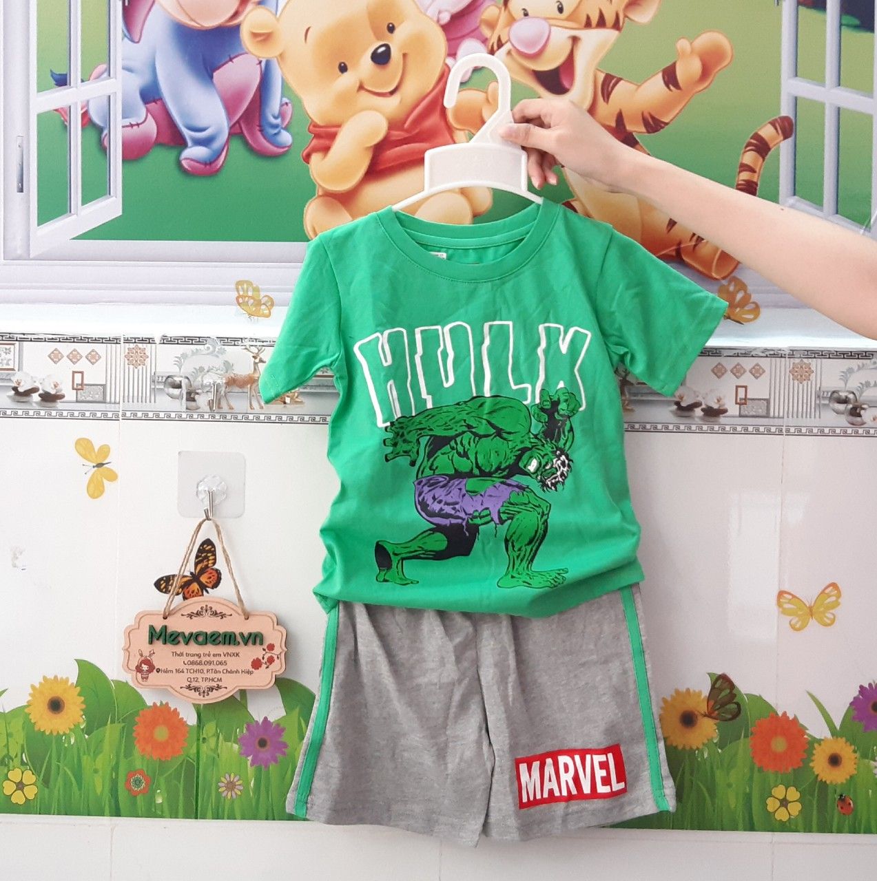 Bộ Cộc Tay Bé Trai Marvel Nhí Xanh Lá