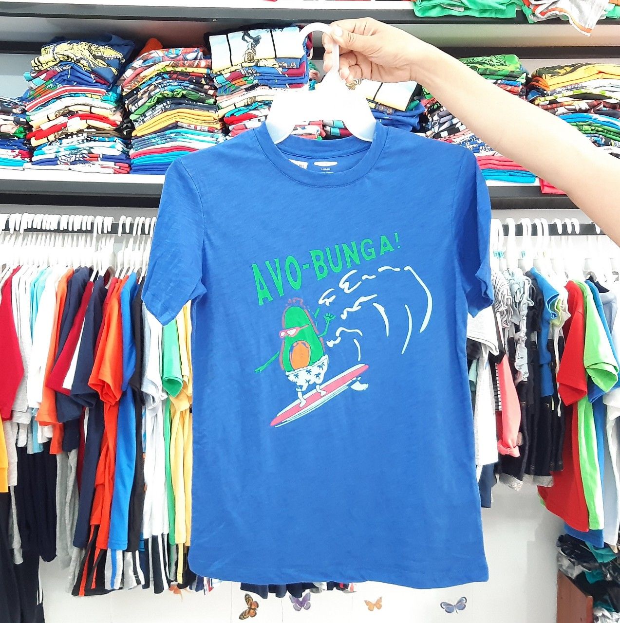 Áo Cộc Tay Bé Trai Old Navy Xanh Coban Avo Bunga