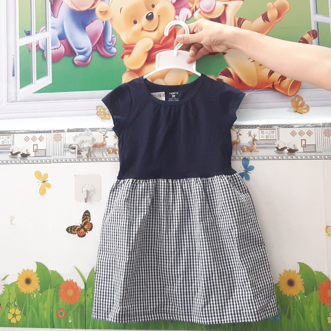 Đầm Cộc Tay BG Carters Xanh Đen 3T