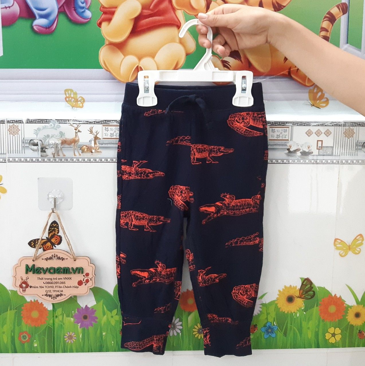 Quần Jogger Cotton Bé Trai Gap Xanh Đen Cá Sấu
