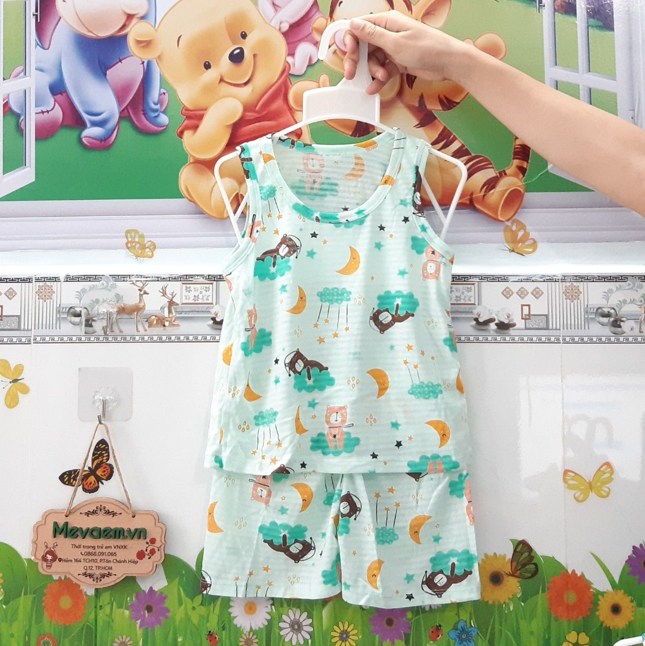 Bộ Ba Lỗ Cotton Sợi Tre The Minou Khỉ Cưỡi Mây