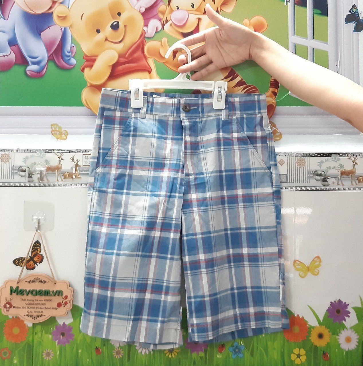 Quần Short Vải Bé Trai Quicksilver Sọc Vuông Đậm