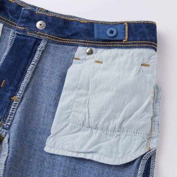 Quần Short Jean Bé Gái Nút Cài Xanh Jean