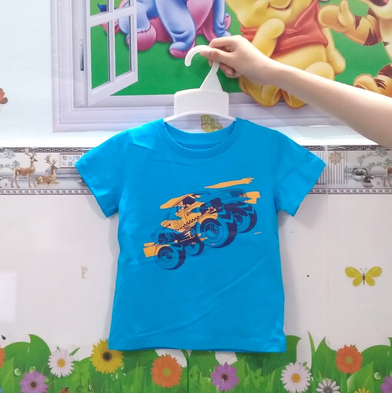 Áo Cộc Tay Bé Trai Min Max Xanh Dương Xe Racing