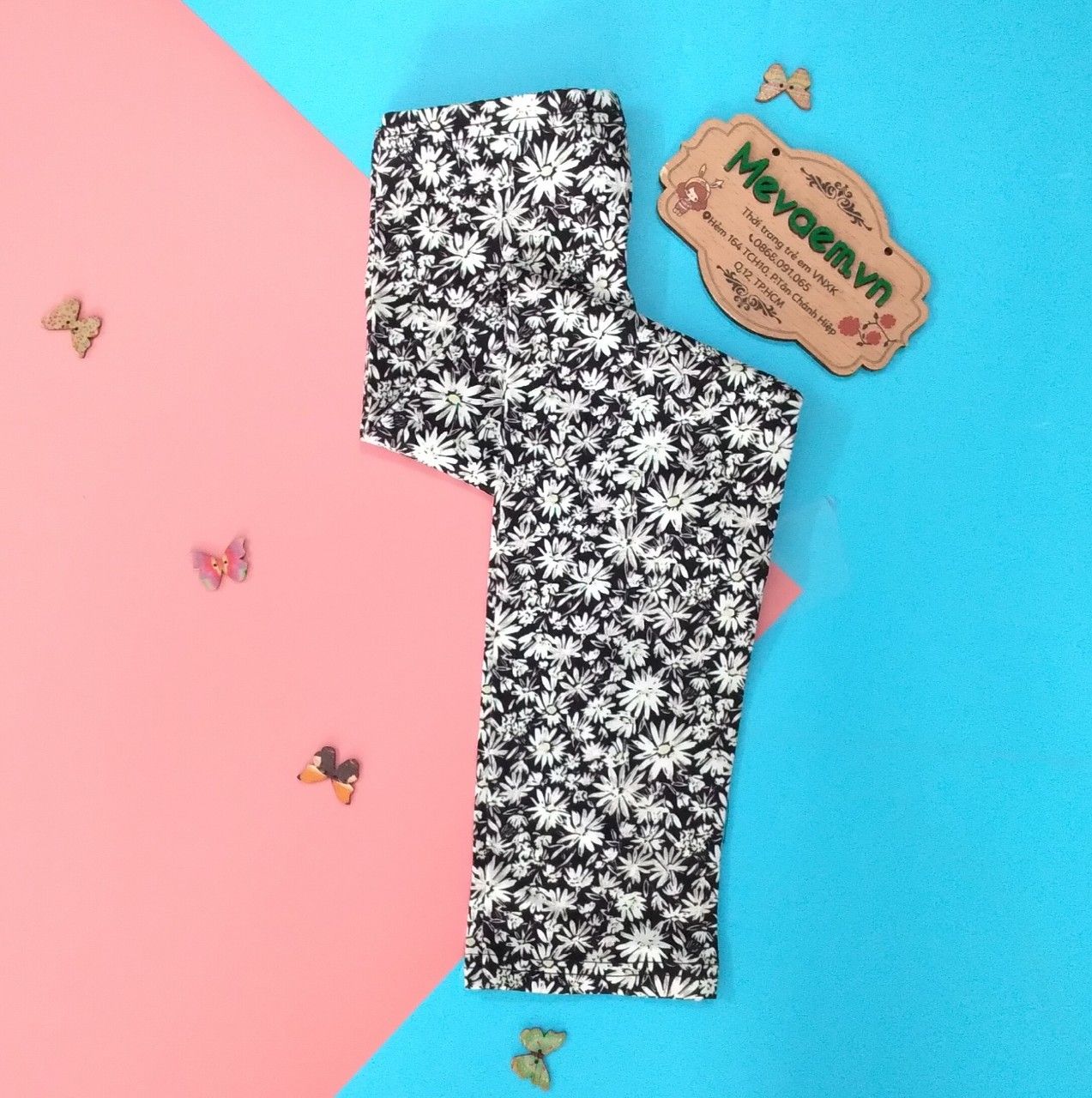 Quần Legging Lửng Old Navy Đen Hoa Cúc