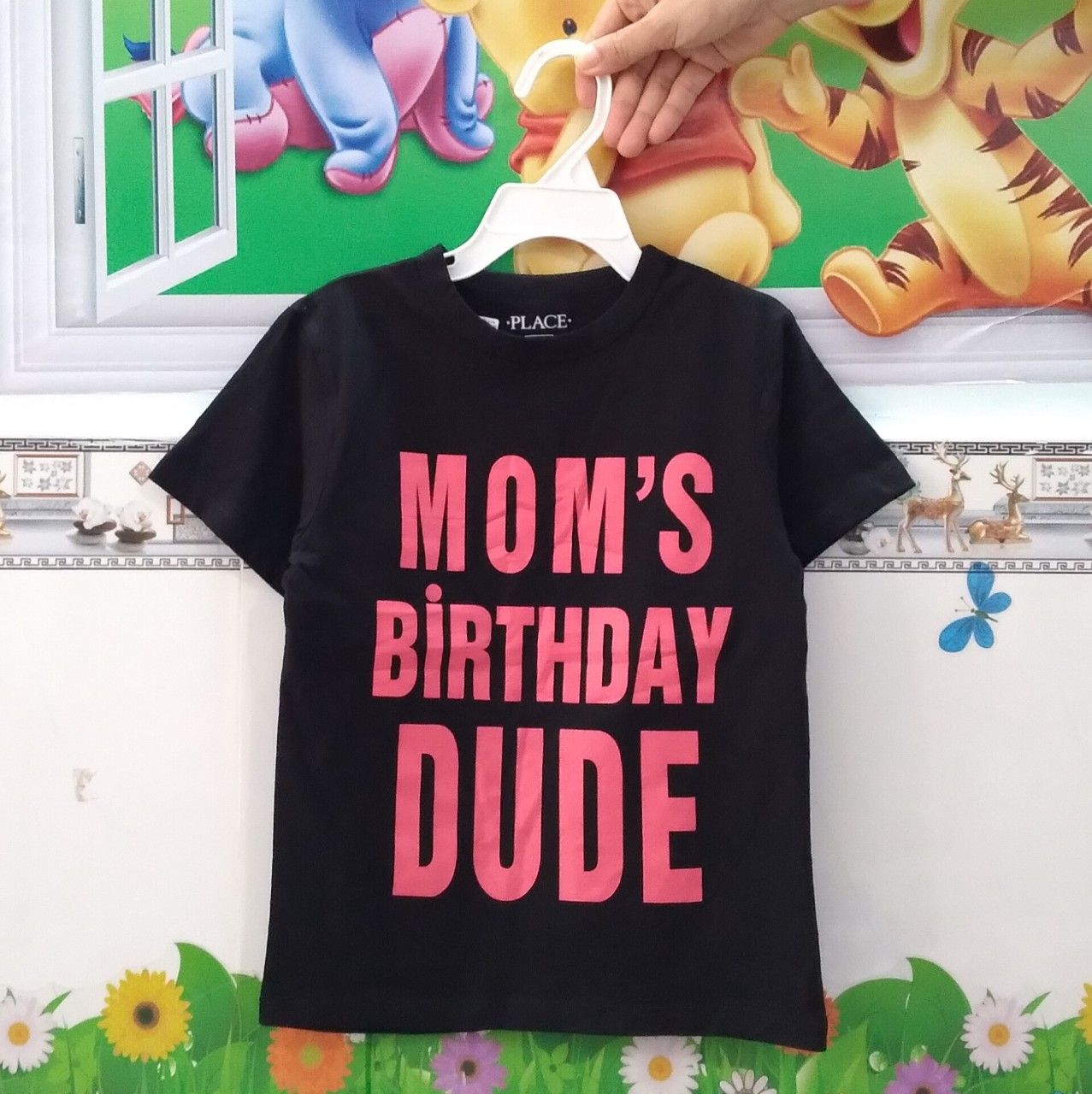 Áo Cộc Tay BT Place Đen MOM BIRTHDAY DUDE