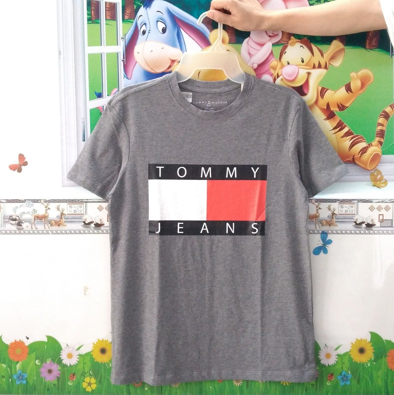 Áo Cộc Tay Size Đại Tommy Xám Chuột