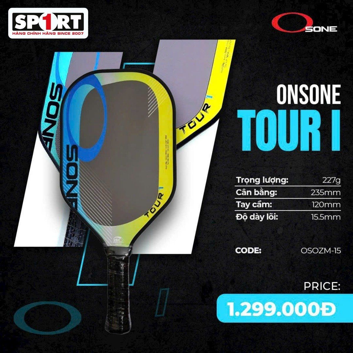 Vợt Pickleball OSONE TOUR I 234g