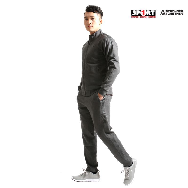 Bộ nỉ nam in đen AM MTS001 màu Dark Grey