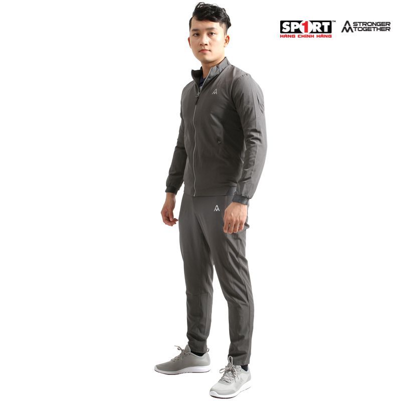 Bộ nỉ nam in đen AM MTS001 màu Dark Grey