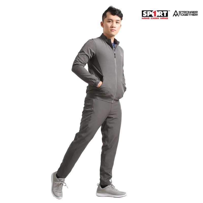 Bộ nỉ nam in đen AM MTS001 màu Dark Grey