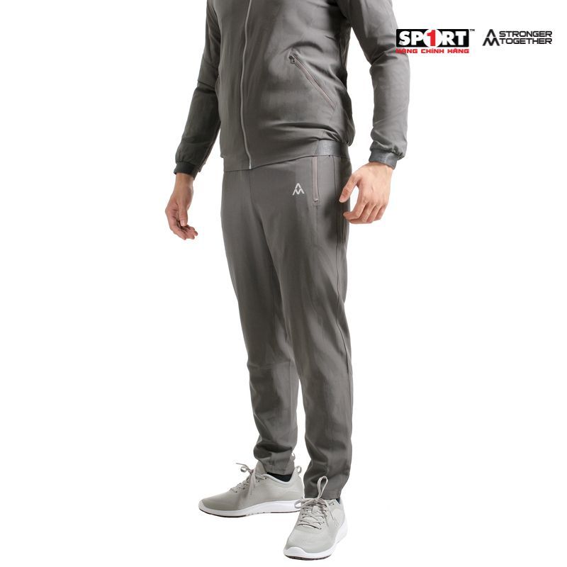 Bộ nỉ nam in đen AM MTS001 màu Dark Grey