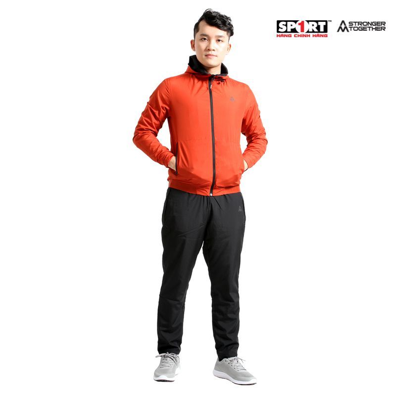 Áo gió nam AM mũ MWS004 màu DK.Orange-Black/ Black