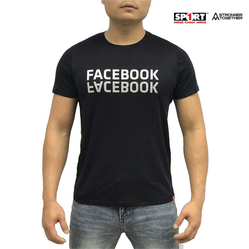 Áo T.shirt AM cotton FaceBook đen – TSFB02