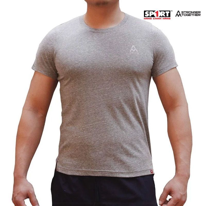 Áo T.shirt AM cotton melang ghi nhạt nam TSMLM01