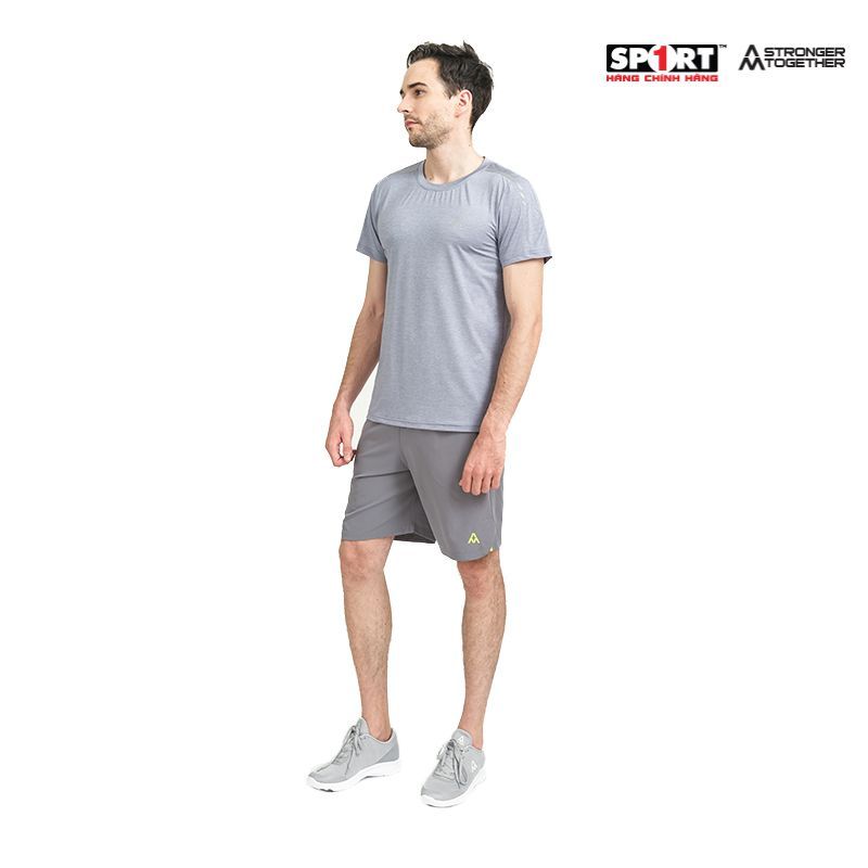 Áo Tshirt running melange nam AM Black P115