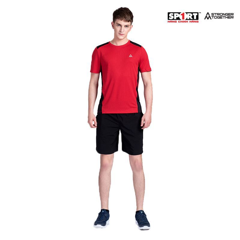 Áo T-shirt AM phối lưới đỏ đậm Nam TS04