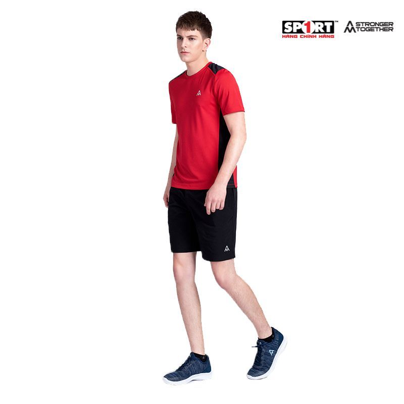 Áo T-shirt AM phối lưới đỏ đậm Nam TS04