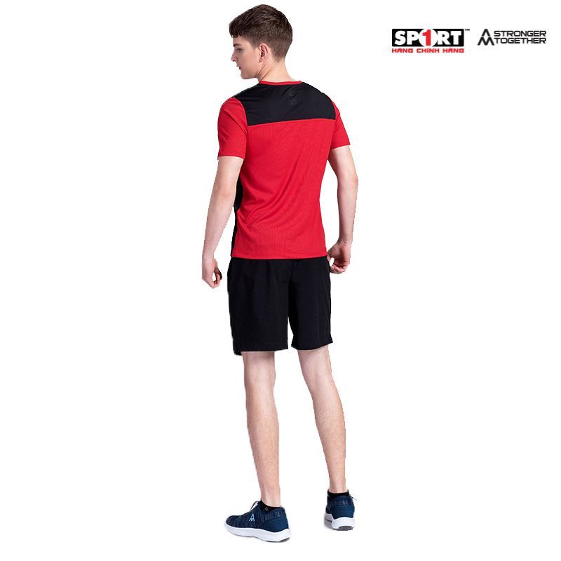 Áo T-shirt AM phối lưới đỏ đậm Nam TS04