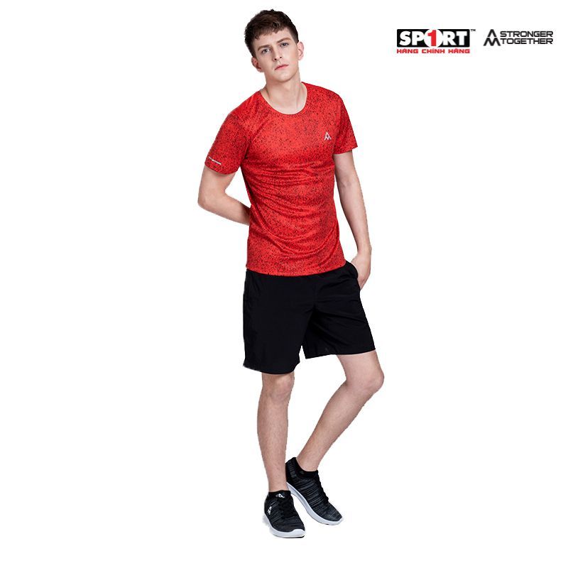 Áo T-shirt AM phối lưới đỏ nam TS02