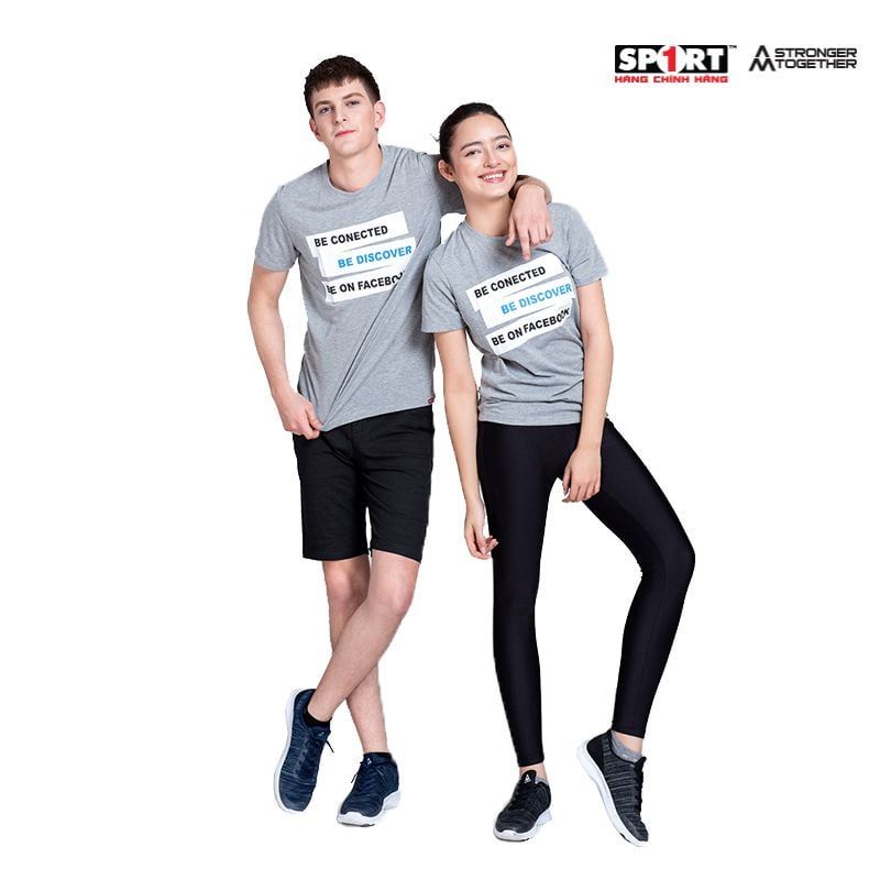 Áo T.shirt AM cotton ghi xám FaceBook - TSFB06
